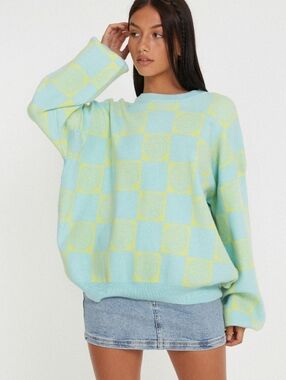 Motel Rocks Akari Jumper In Optiz Maze Blue NWT